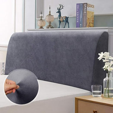 TAOCOCO Funda de Cabecera de Cama, Funda de protección de cabecera elástica, protección elástica de Color sólido de diseño Todo Incluido, Gris 180-200 cm